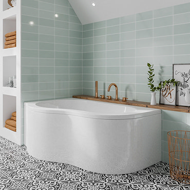 Venice 1500mm Curved Corner Shower Bath + Panel  Profile Large Image