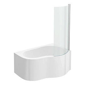 Venice Curved Corner Shower Bath - 1500mm with Screen + Panel (RH) Large Image