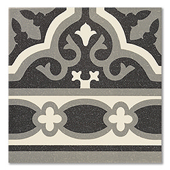 Etienne Black Border Patterned Wall and Floor Tiles - 200 x 200mm