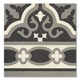 Etienne Black Border Patterned Wall and Floor Tiles - 200 x 200mm