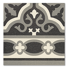 Etienne Black Border Patterned Wall and Floor Tiles - 200 x 200mm