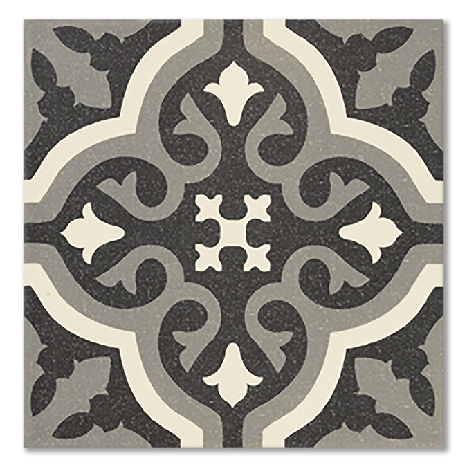 Etienne Black Patterned Wall and Floor Tiles - 200 x 200mm