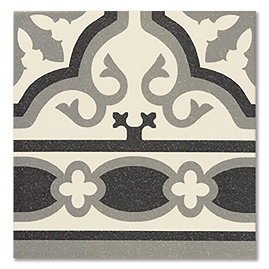 Etienne White Border Patterned Wall and Floor Tiles - 200 x 200mm