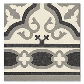 Etienne White Border Patterned Wall and Floor Tiles - 200 x 200mm