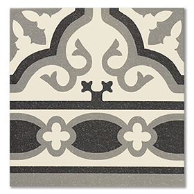 Etienne White Border Patterned Wall and Floor Tiles - 200 x 200mm