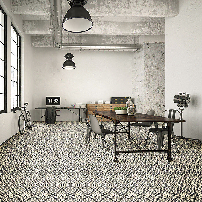 Etienne White Patterned Wall and Floor Tiles - 200 x 200mm