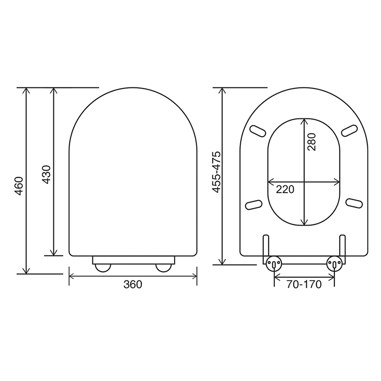 Euroshowers Oak D Shaped Soft Closing MDF Toilet Seat