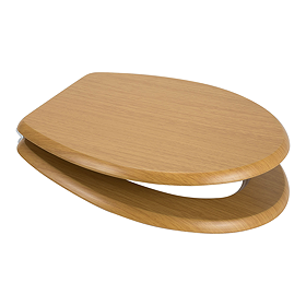 Euroshowers Oak MDF Toilet Seat with Chrome Hinges