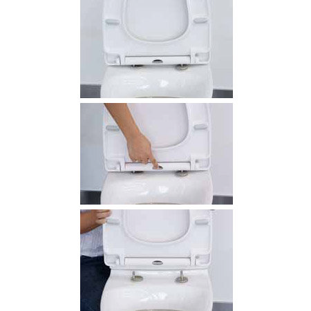 Euroshowers ONE Seat Smiley D-Shape Soft Close Toilet Seat - White Profile Large Image