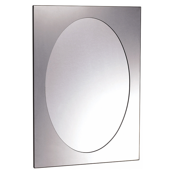 Euroshowers Rektangel Stainless Steel Frame with Oval Mirror - 470 x 670mm Large Image