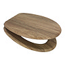 Euroshowers Rustic Oak MDF Toilet Seat with Chrome Bar Hinges - 82998 Large Image