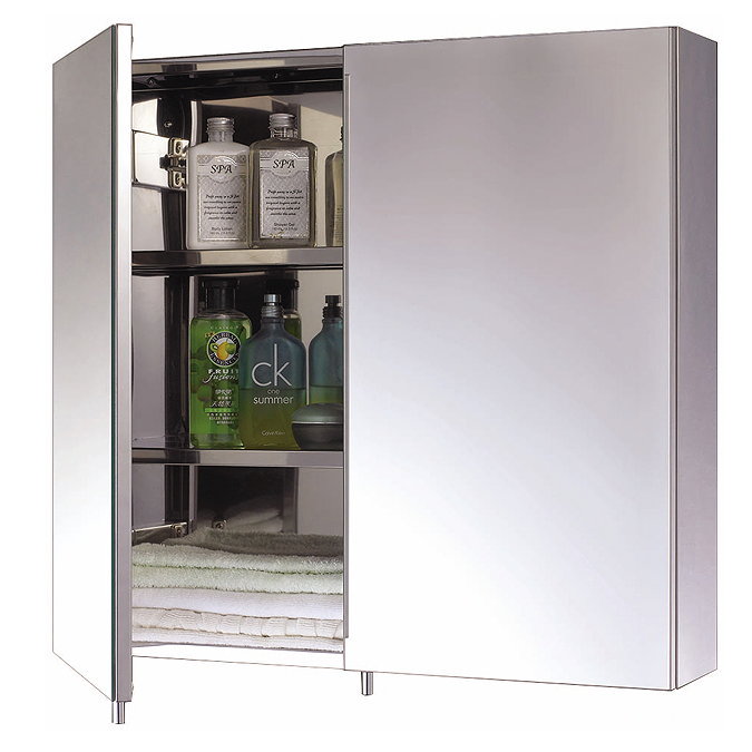 Euroshowers Two Door Stainless Steel Mirror Cabinet - 16920 Large Image