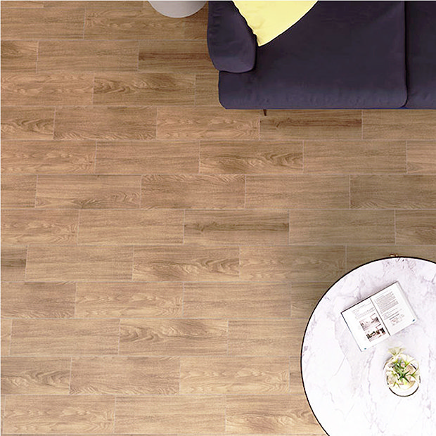 Everley Cherry Wood Effect Tiles - 200 x 600mm Large Image