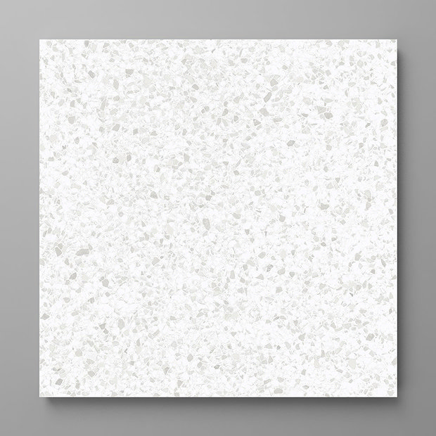 Farhill White Terrazzo Effect Floor Tiles - 608 x 608mm