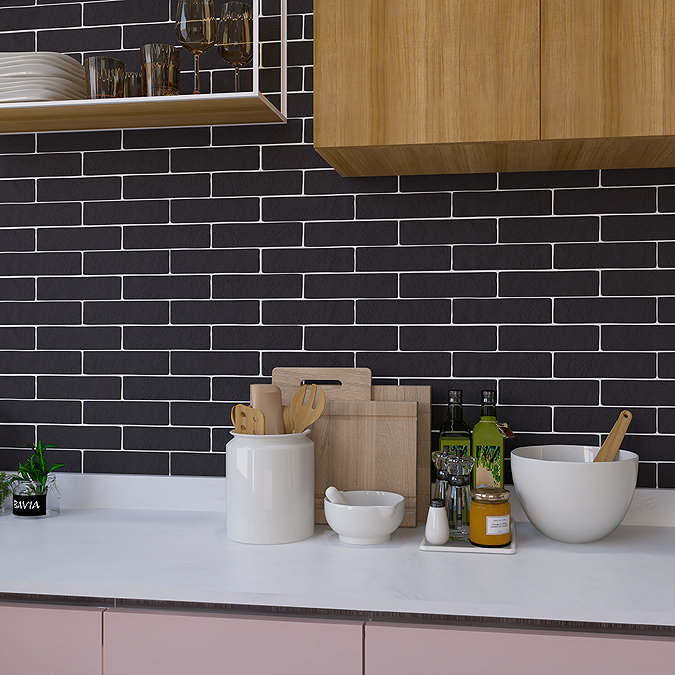 Farrow Black Brick Effect Wall and Floor Tiles 62 x 235mm