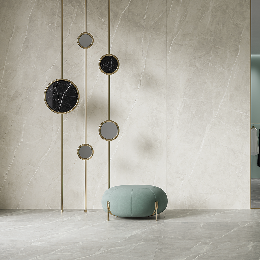 Ferrina Light Grey Marble Effect Large Format Wall and Floor Tile ...