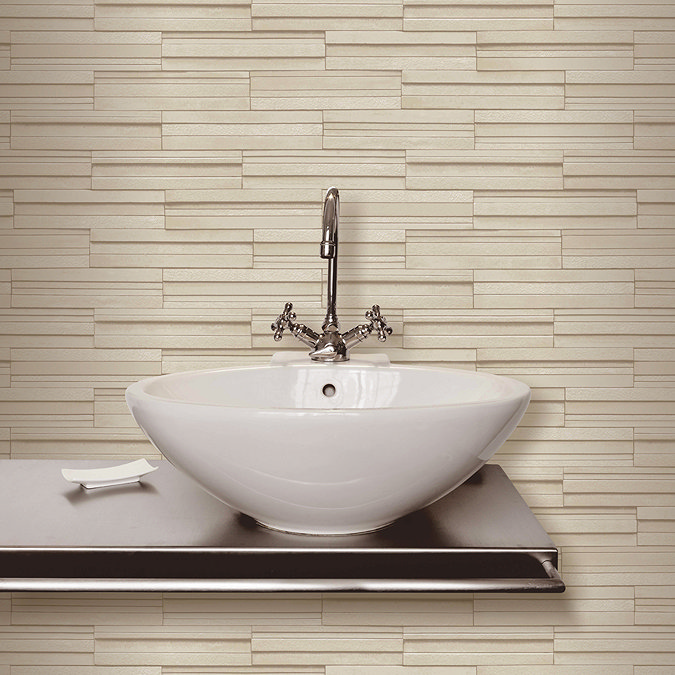 Fine Decor Beige Ceramica Slate Tile Wallpaper Profile Large Image