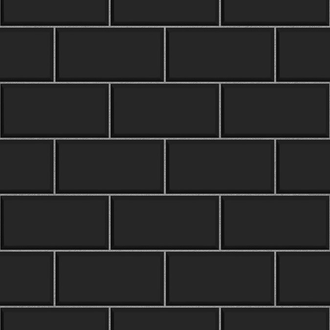Fine Decor Black Ceramica Subway Tile Wallpaper Large Image