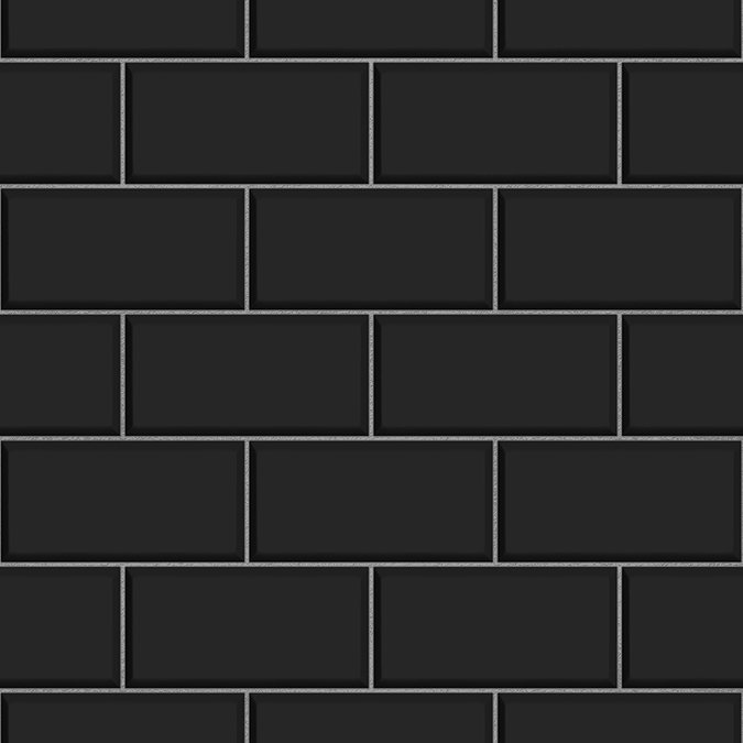 Fine Decor Black Ceramica Subway Tile Wallpaper Large Image