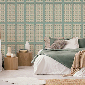 Fine Decor Cane Panel Wallpaper - Sage -