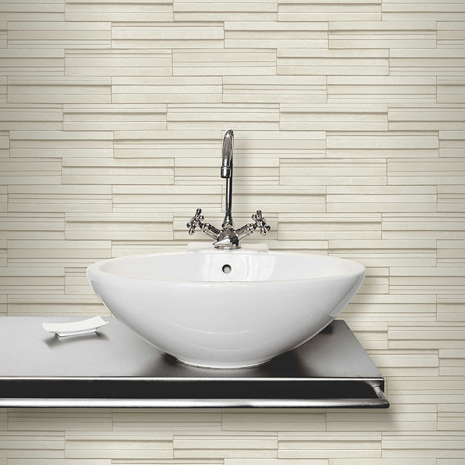 Fine Decor Cream Ceramica Slate Tile Wallpaper Profile Large Image