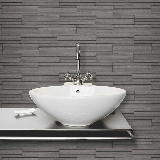 Fine Decor Dark Grey Ceramica Slate Tile Wallpaper Profile Large Image