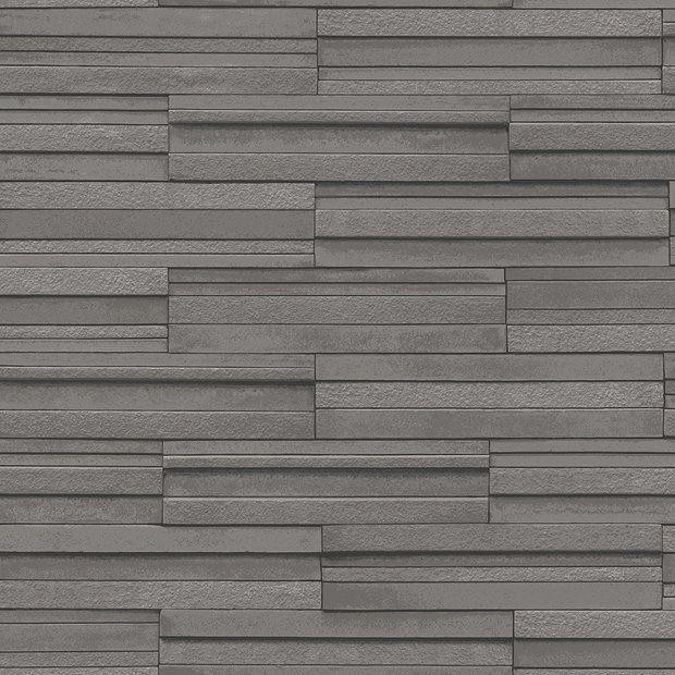 Fine Decor Dark Grey Ceramica Slate Tile Wallpaper Large Image
