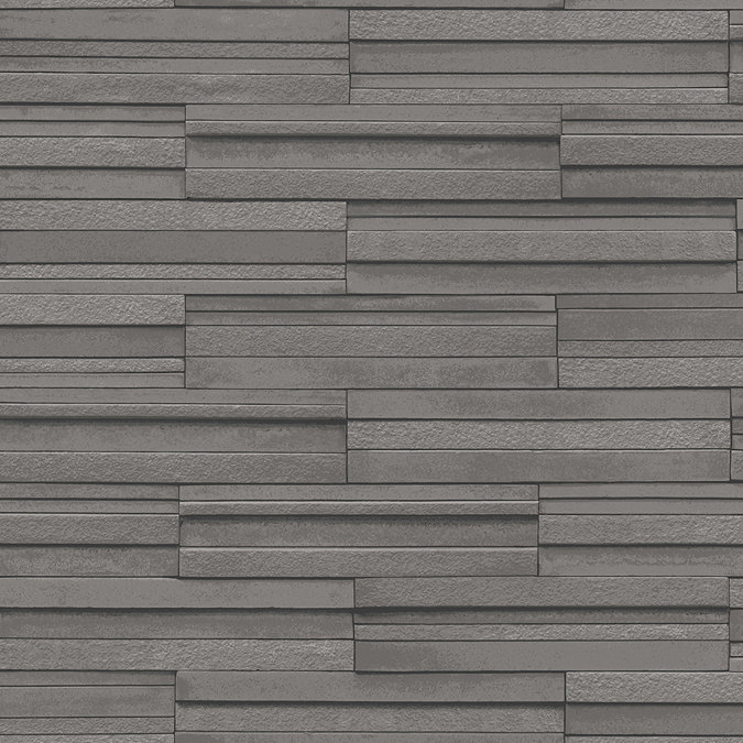 Fine Decor Dark Grey Ceramica Slate Tile Wallpaper Large Image