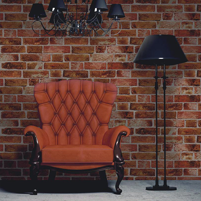 Fine Decor Distinctive Orange Brick Wallpaper Profile Large Image