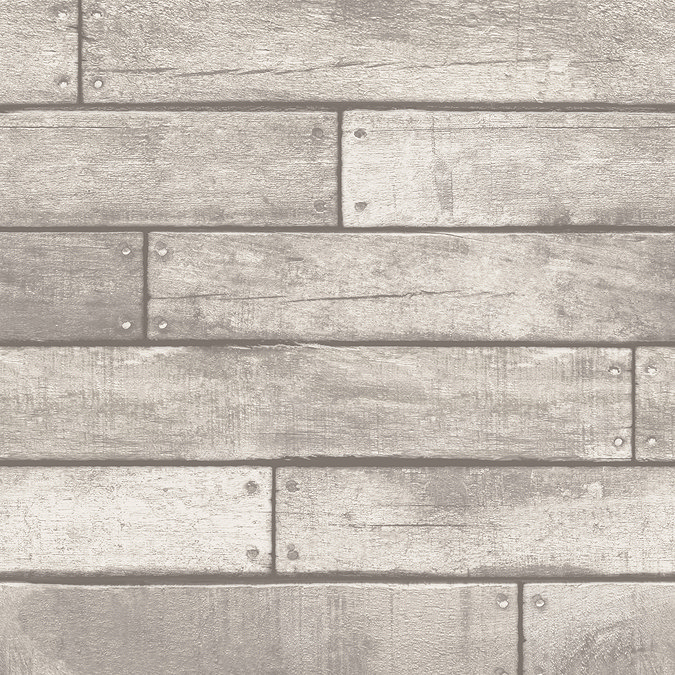 Fine Decor Distinctive White Wooden Plank Wallpaper Large Image