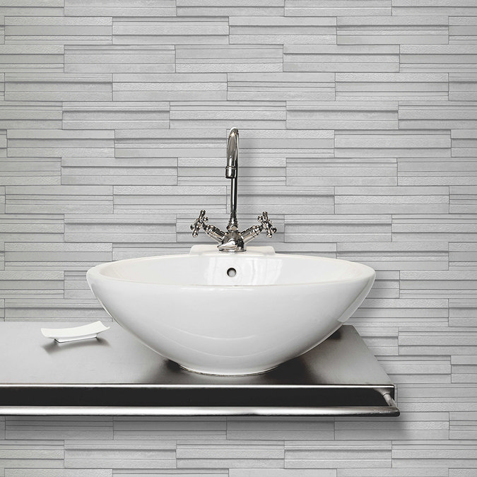 Fine Decor Light Grey Ceramica Slate Tile Wallpaper Profile Large Image