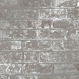 Fine Decor Loft Brick Grey Metallic Wallpaper Medium Image