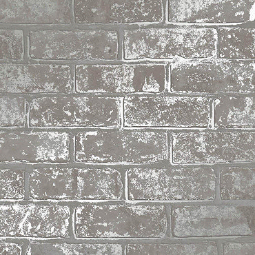 Fine Decor Loft Brick Grey Metallic Wallpaper  Profile Large Image
