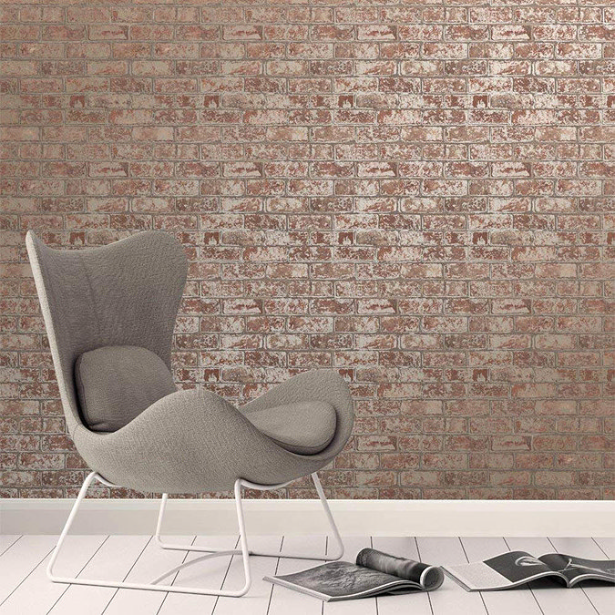 Fine Decor Loft Brick Natural Metallic Wallpaper  Profile Large Image