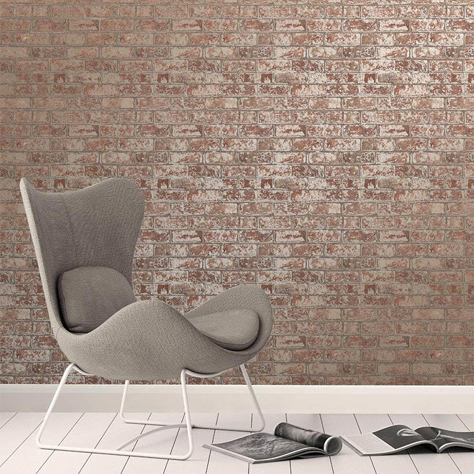 Fine Decor Loft Brick Natural Metallic Wallpaper Profile Large Image