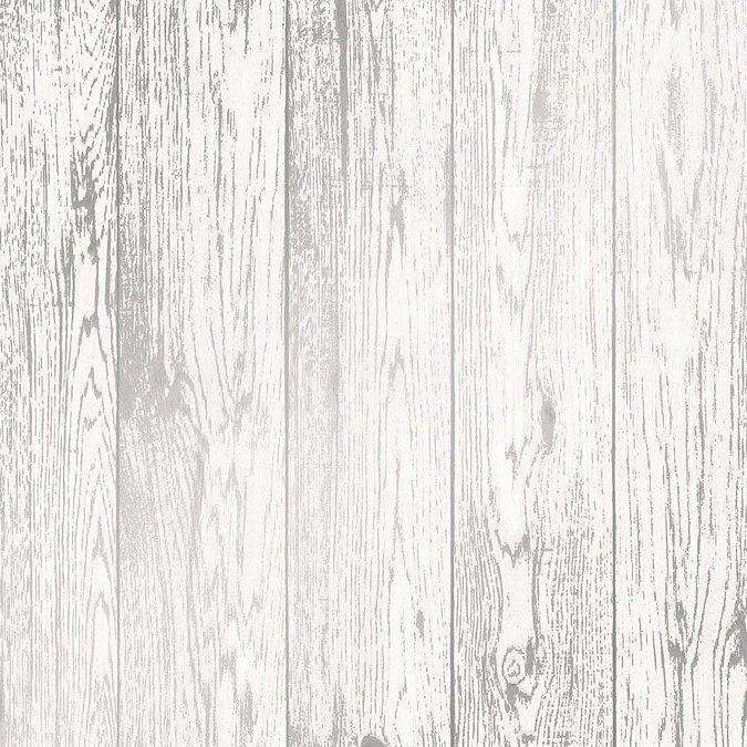 Fine Decor Loft Wood White Metallic Wallpaper Large Image