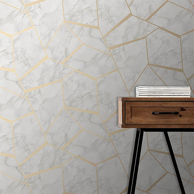 Fine Decor Marblesque Fractal Gold Metallic Wallpaper  Profile Large Image