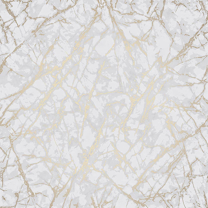 Fine Decor Marblesque Marble White & Gold Metallic Wallpaper Large Image