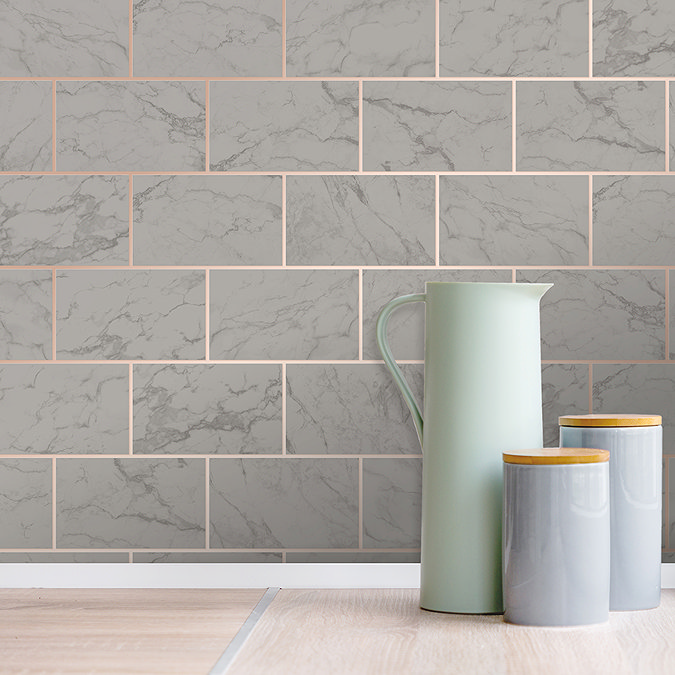 Fine Decor Metro Brick Marble Charcoal Wallpaper - M1511 Large Image