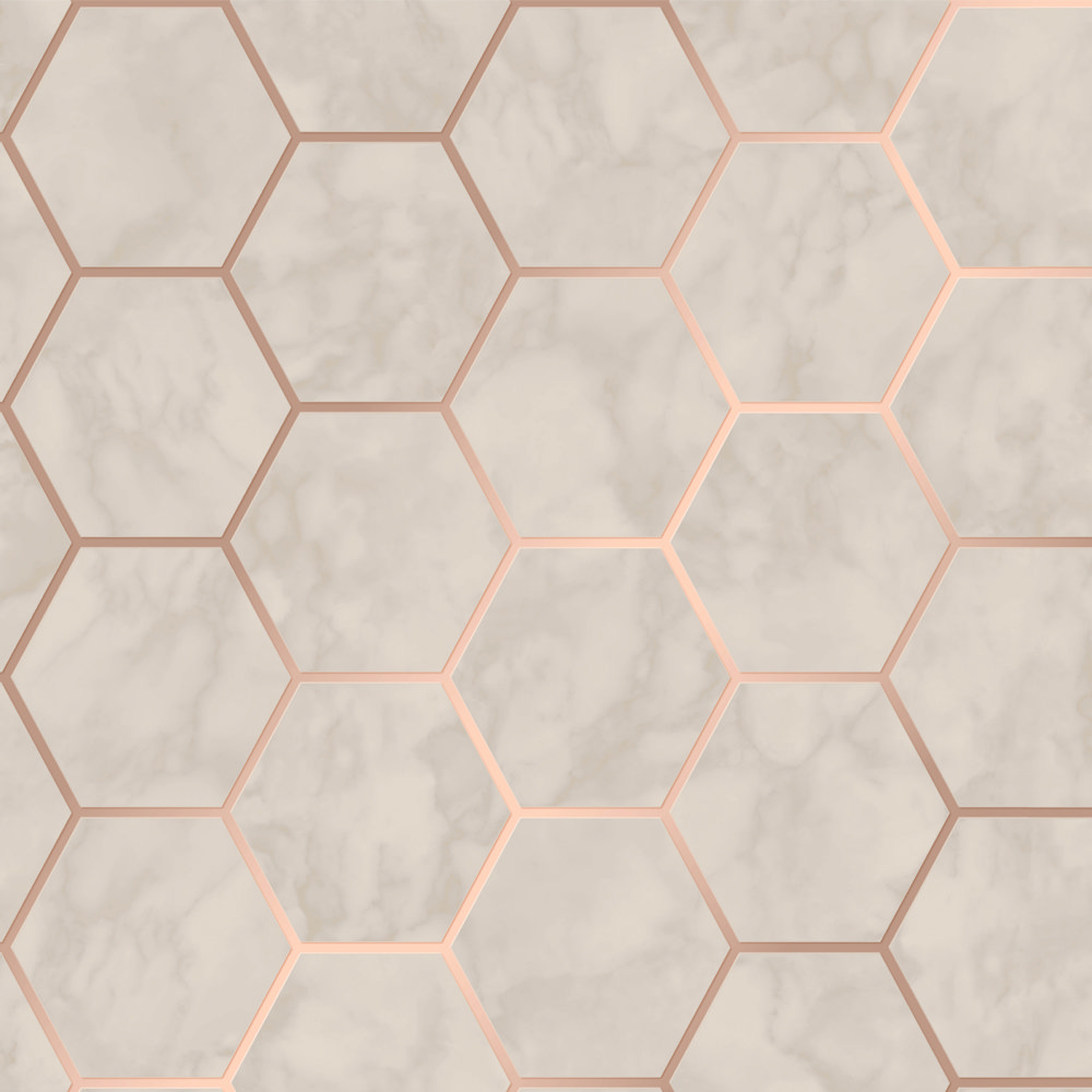 Fine Decor Metro Hex Marble Rose Gold Wallpaper - M1512 | Victorian ...