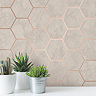 Fine Decor Metro Hex Marble Rose Gold Wallpaper - M1512 Large Image