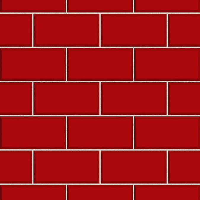 Fine Decor Red Ceramica Subway Tile Wallpaper Large Image