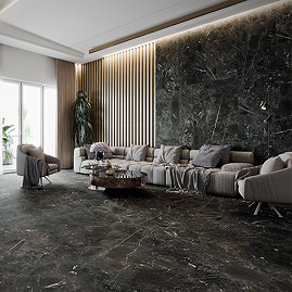 Finnian Black Stone Effect Wall & Floor Tiles - 600 x 600mm