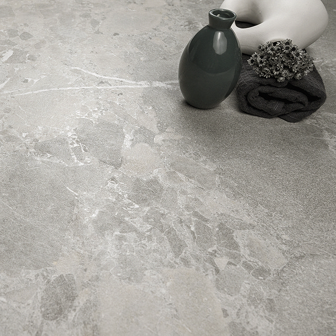 Finnian Grey Stone Effect Wall & Floor Tiles - 600 x 600mm
