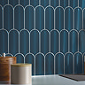 Fiorella Blue Scallop & Feather Gloss Wall Tiles - 80 x 215mm