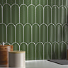 Stonehouse Studio Fiorella Green Scallop & Feather Gloss Wall Tiles - 80 x 215mm
