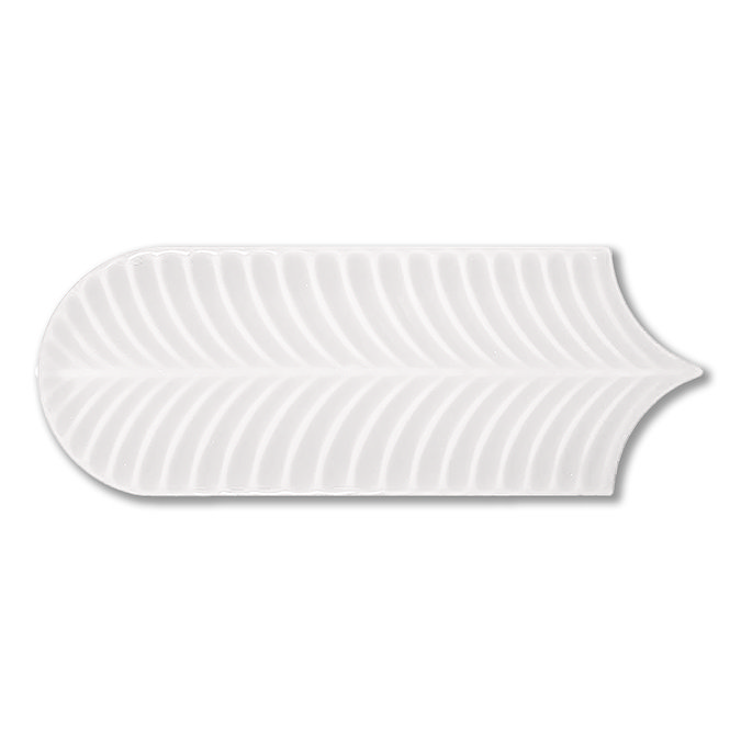 Fiorella White Scallop & Feather Gloss Wall Tiles - 80 x 215mm