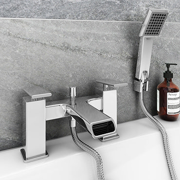 Flare Modern Bath Shower Mixer Tap + Shower Kit  Profile Large Image