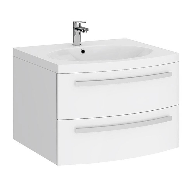 Flare White Gloss Curved Wall Hung Vanity Unit - 620mm Wide Large Image
