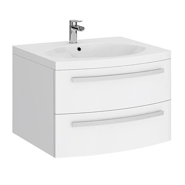 Flare White Gloss Curved Wall Hung Vanity Unit - 620mm Wide  Profile Large Image